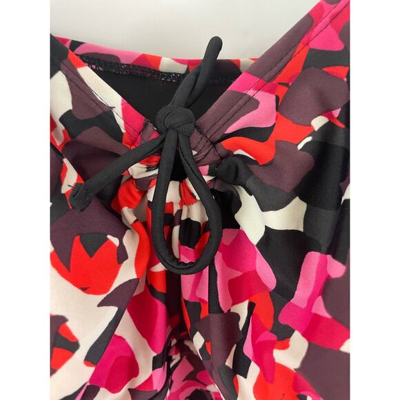 24W Plus Size Beach Native Tankini Top Swimsuit Pink Purple Geometric Swim Wear - Picture 2 of 11